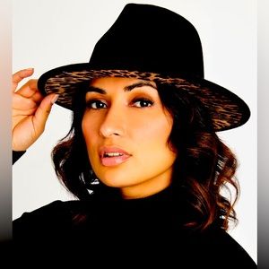 Leopard black Fedora hat.